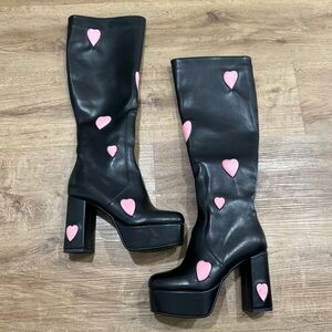 By Dolls Kill La Moda Rare Pink Heart Polly Boots